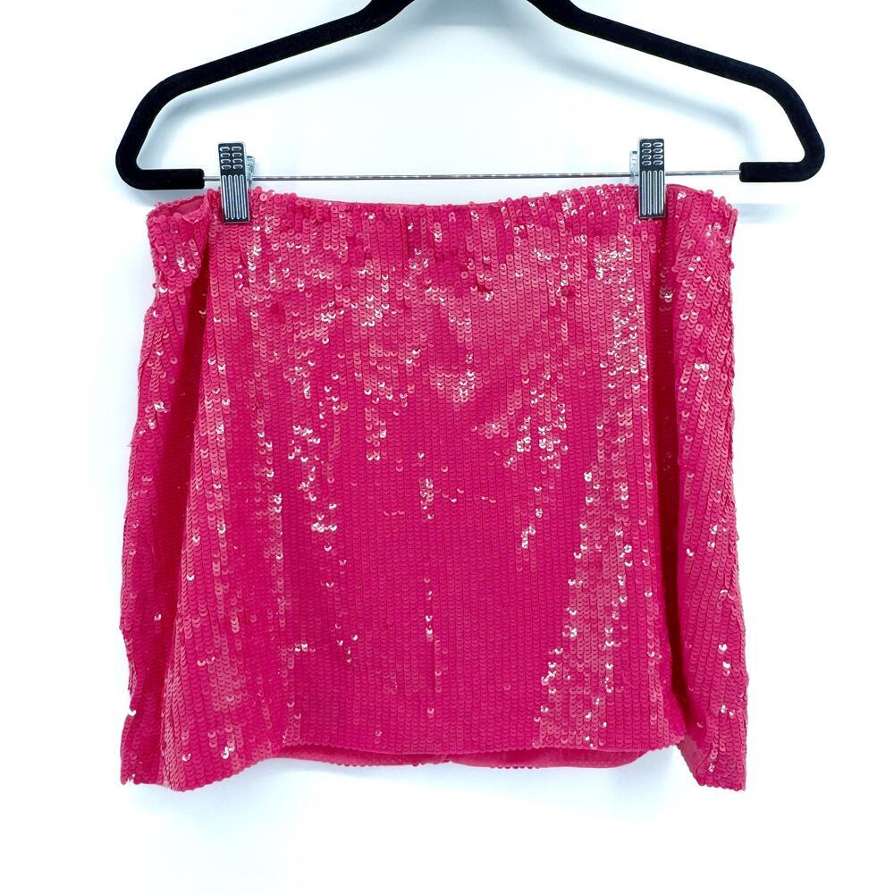 ALICE + OLIVIA Rubi Sequined Miniskirt Size 8 NWT $375 Barbie Mini Hot Pink - Picture 2 of 8